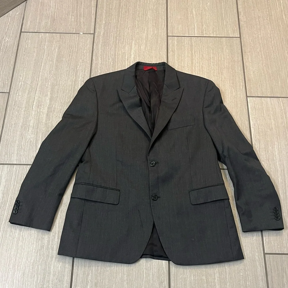 Alfani Men's Charcoal Gray Two-Button Suit Jacket 42S